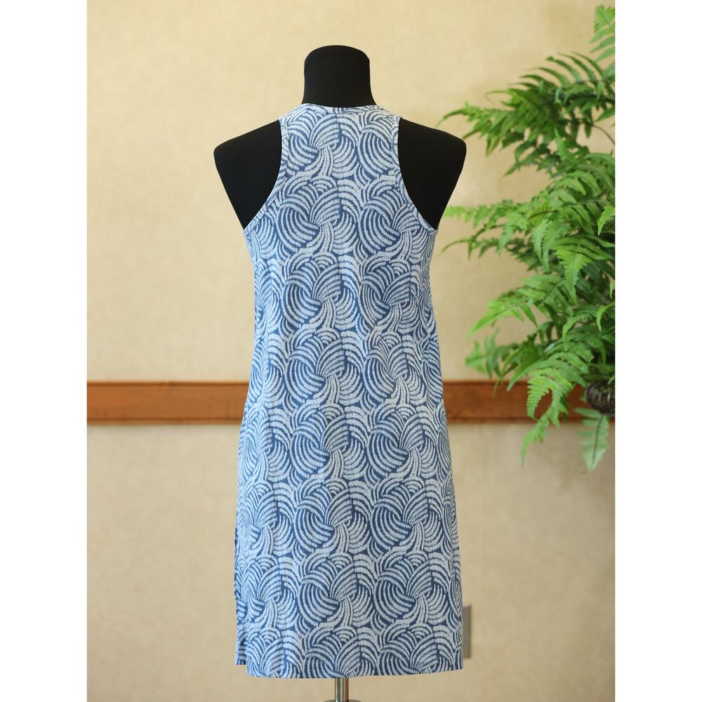 Haven Well Within Organic Cotton Blue White Abstract Print Swing Dress Coastal - Picture 6 of 14